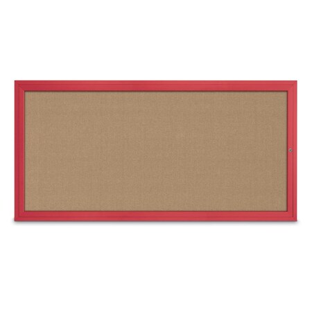 United Visual Products Slim Enclosed Corkboard, 24"x36", White Alum Frame/Pumice UVEB2436-WHITE-PUMICE